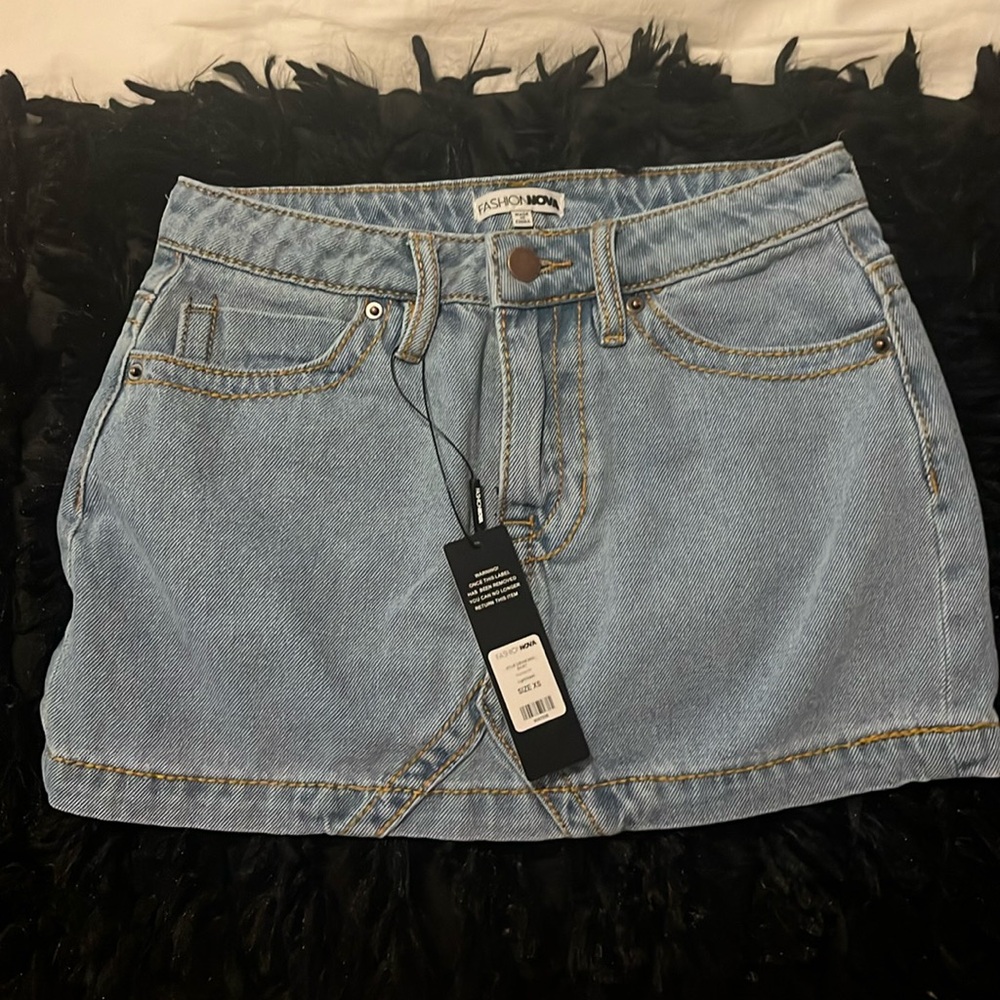 Denim mini skirt from fashion nova. BRAND NEW WITH TAGS